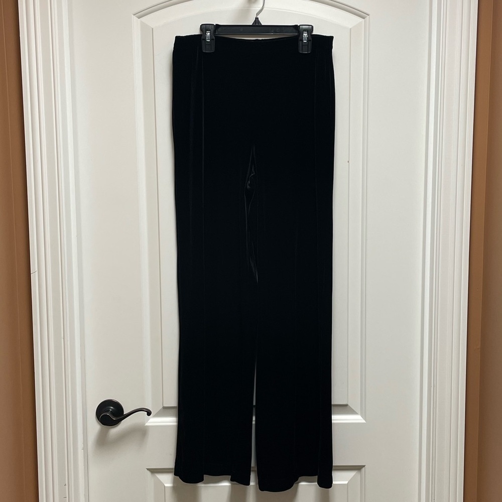 Wide Leg Black Velour Notations Sz Medium Pants Party Holiday Comfort & Sass! - Picture 2 of 7